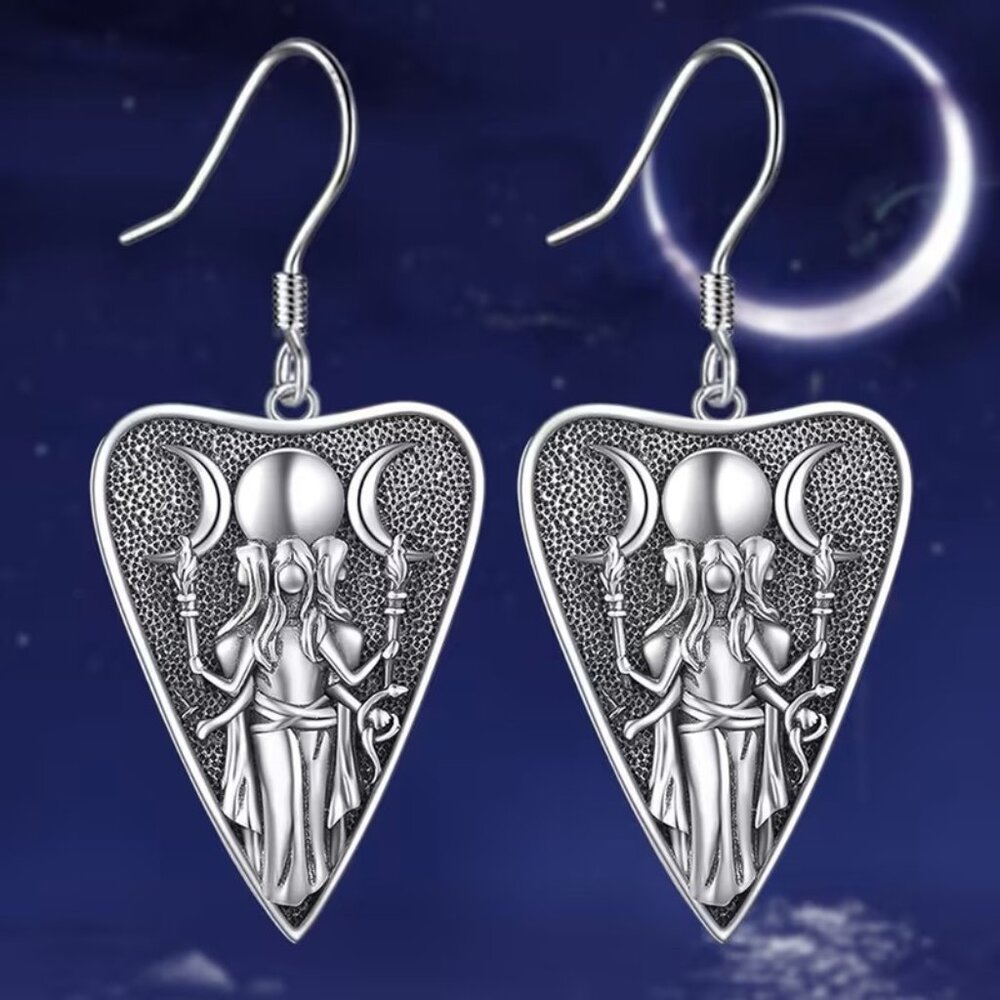 Moon Goddess Triangle Pendant Earrings Z143